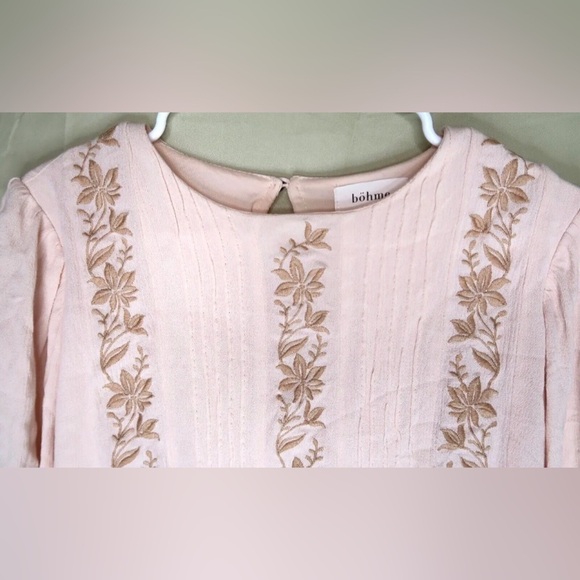 Bohme Embroidered Pink Tunic Top Round Neck Lined Oversized Women’s Size Small - Picture 2 of 10